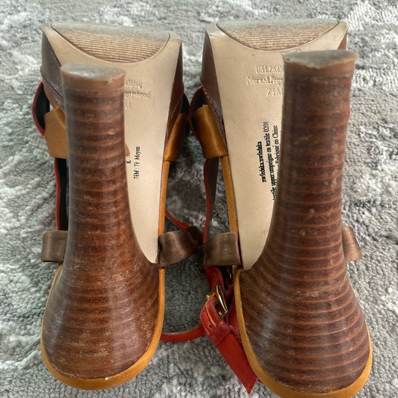 Nine West Orange satin slingback heeled Sandals - Picture 2 of 4